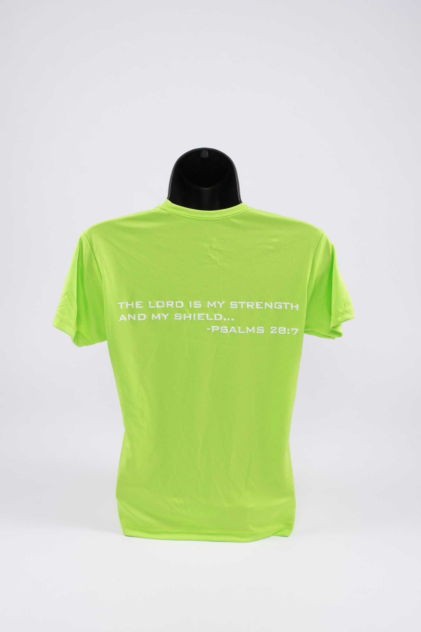 100% Performance Poly Short Sleeve Tee (Verse #4 - Psalms 28:7)