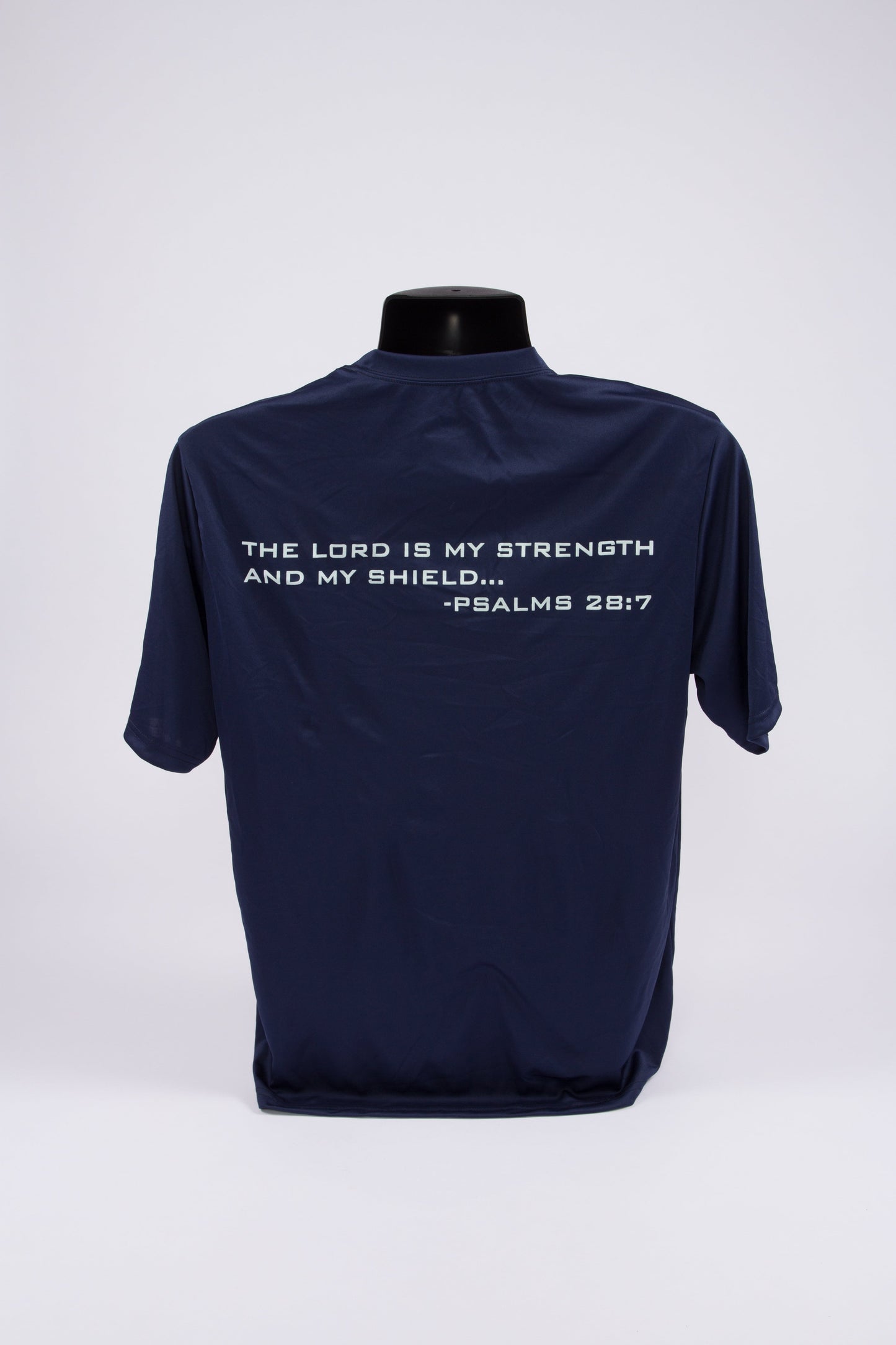 100% Performance Poly Short Sleeve Tee (Verse #4 - Psalms 28:7)