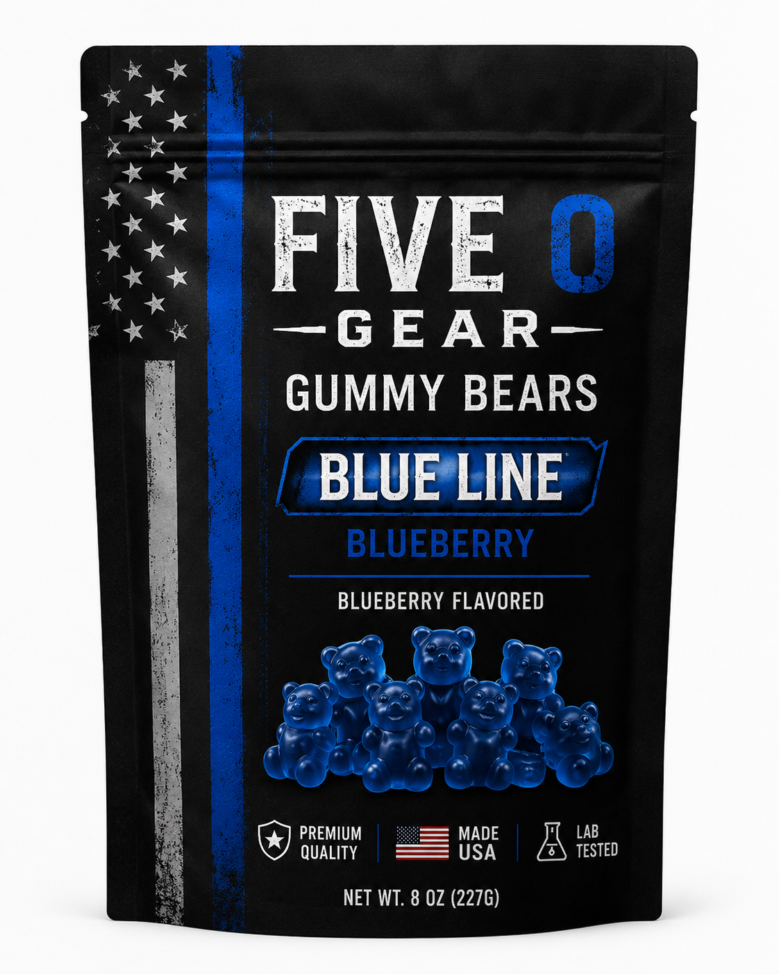 Five O Gear Gummy Bears | Patriotic Candy for Police, Firefighters & Veterans