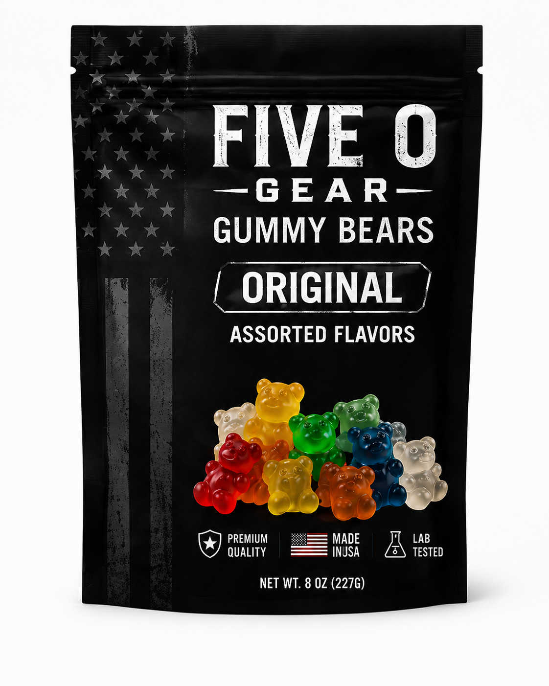 Five O Gear Gummy Bears | Patriotic Candy for Police, Firefighters & Veterans